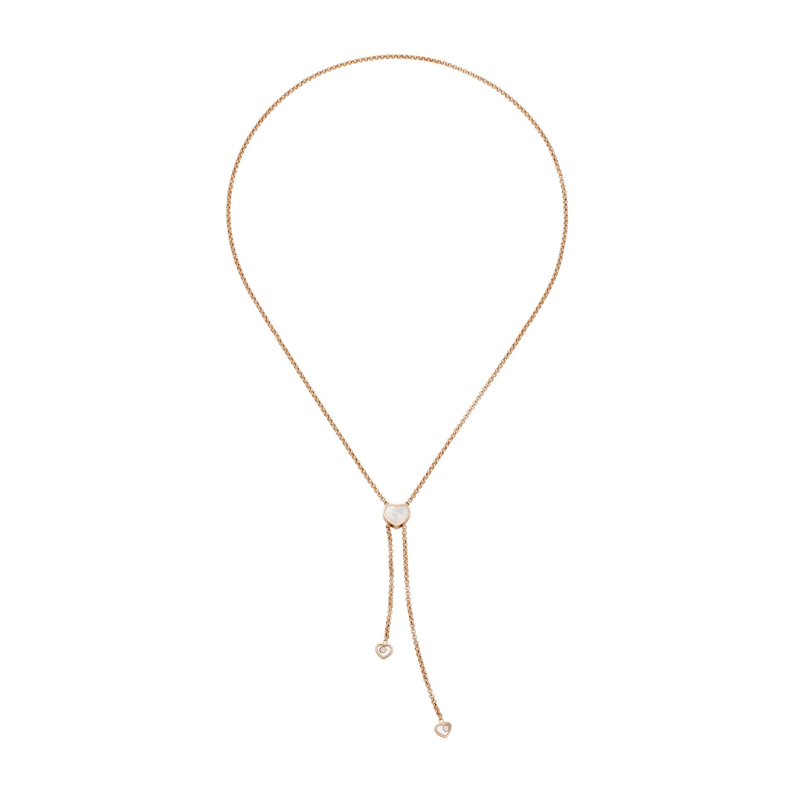 Chopard Happy Hearts Necklace In Ethical 18ct Rose Gold With Diamonds Chopard Happy Hearts Necklace In Ethical 18ct Rose Gold With Diamonds