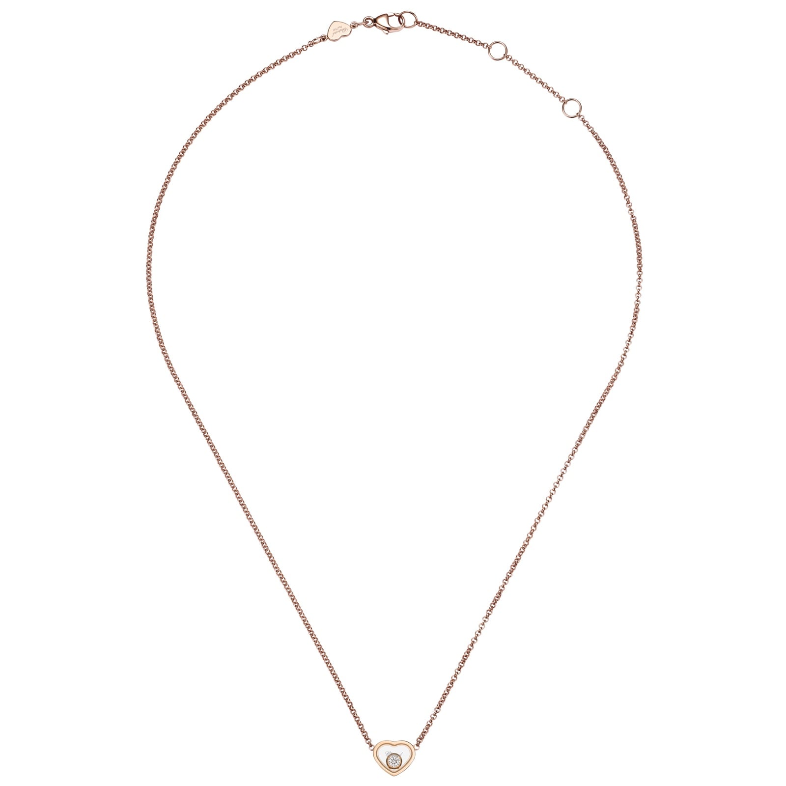 Chopard My Happy Hearts Necklace In Ethical 18ct Rose Gold With Diamonds Chopard My Happy Hearts Necklace In Ethical 18ct Rose Gold With Diamonds