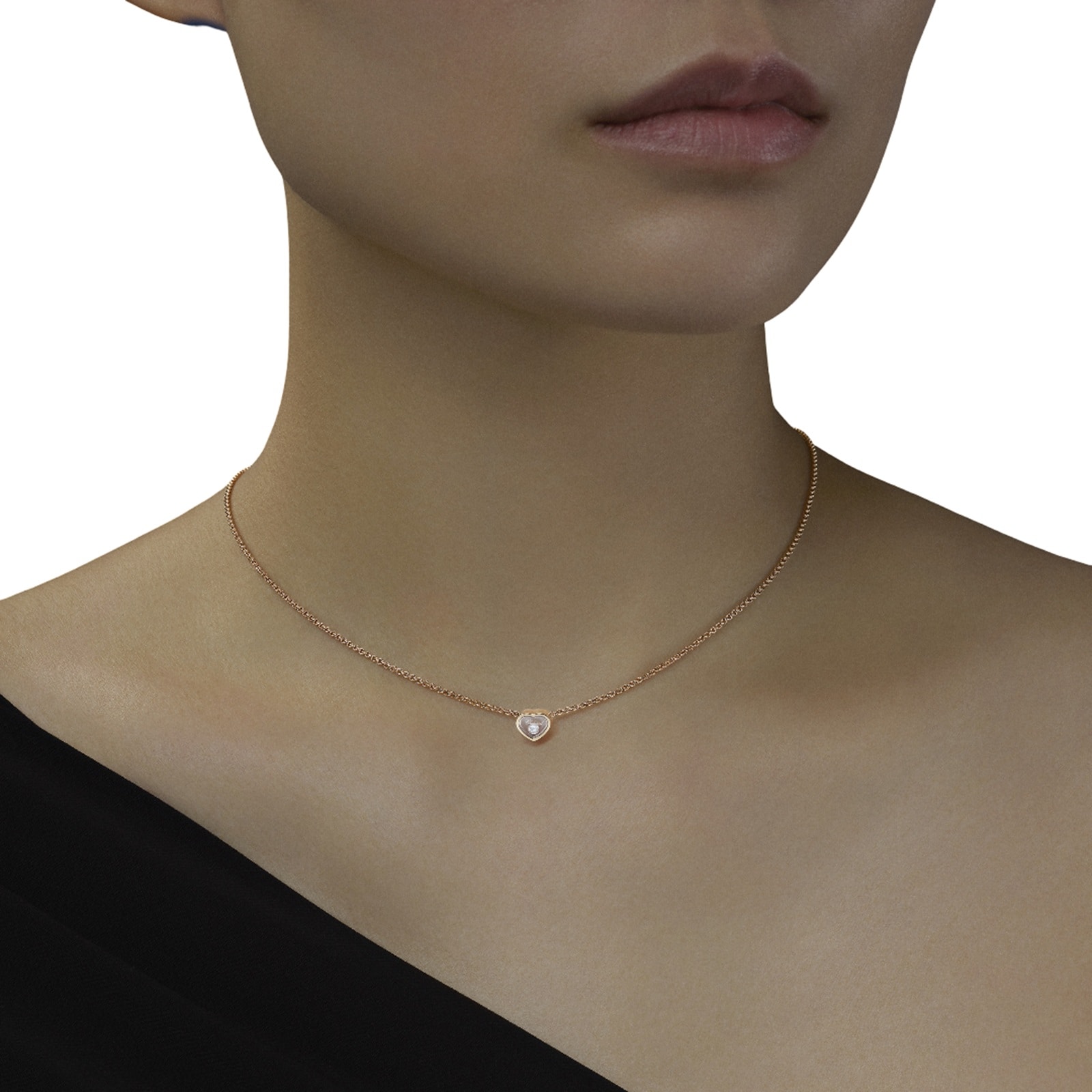 Chopard My Happy Hearts Necklace In Ethical 18ct Rose Gold With Diamonds Chopard My Happy Hearts Necklace In Ethical 18ct Rose Gold With Diamonds