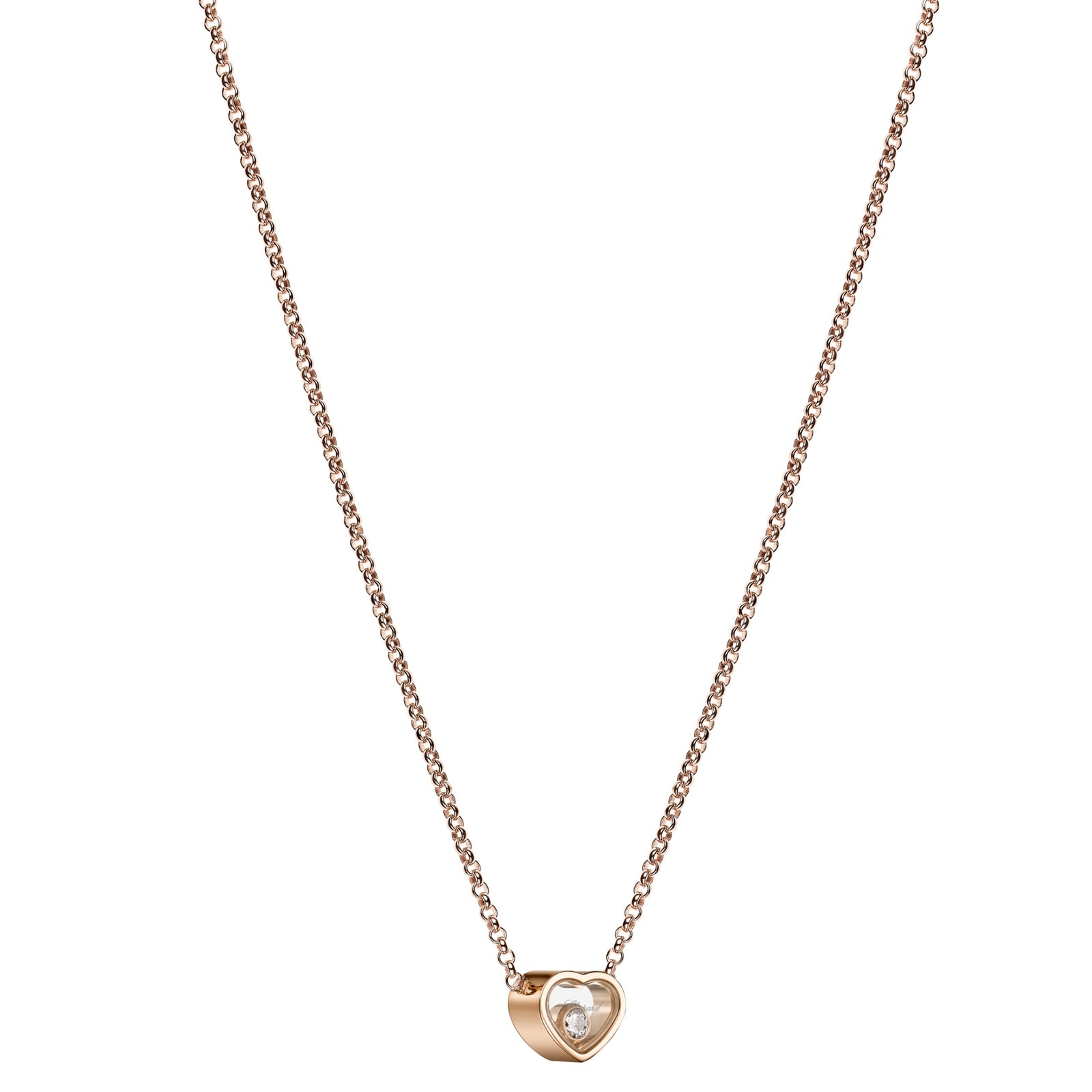 Chopard My Happy Hearts Necklace In Ethical 18ct Rose Gold With Diamonds Chopard My Happy Hearts Necklace In Ethical 18ct Rose Gold With Diamonds