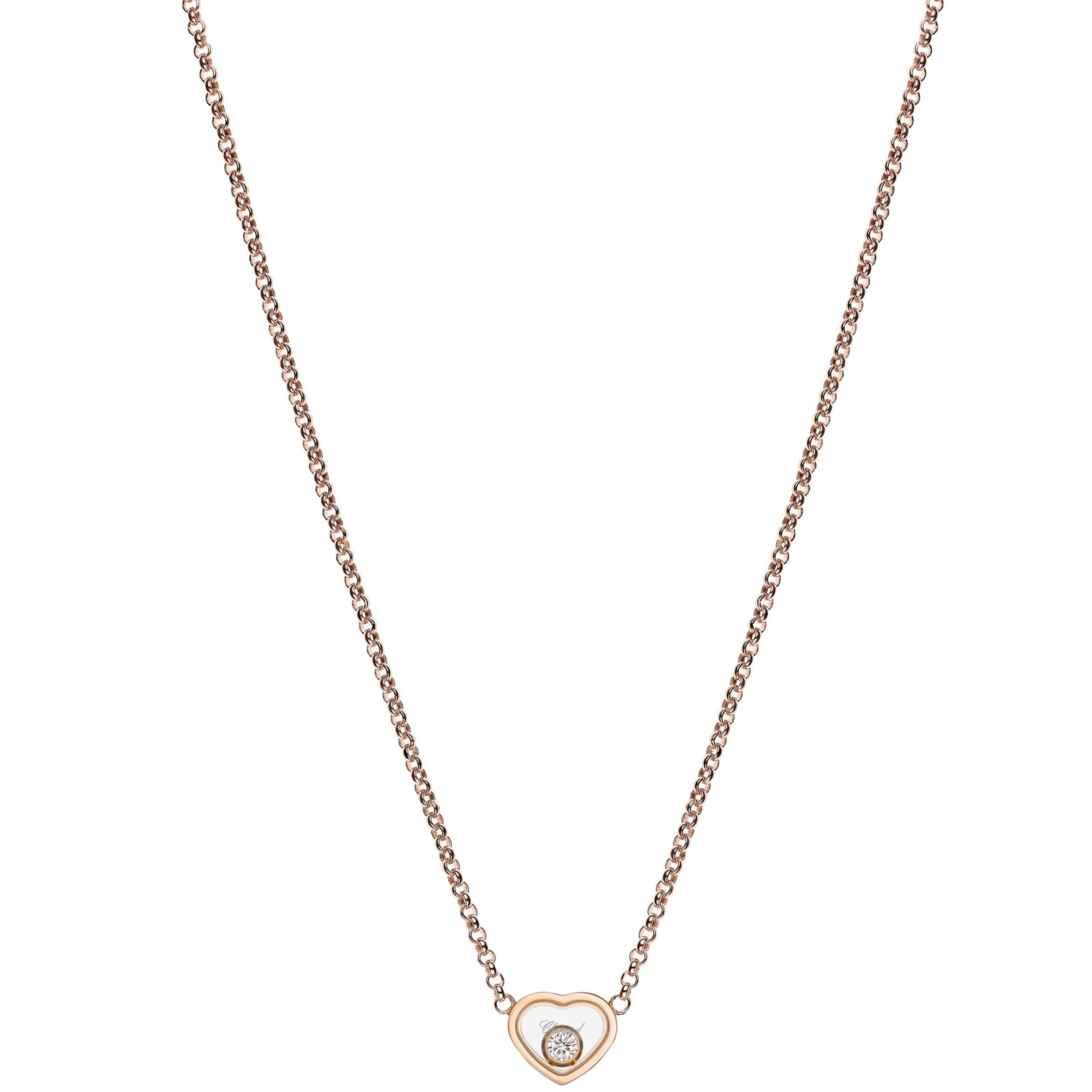 Chopard My Happy Hearts Necklace In Ethical 18ct Rose Gold With Diamonds Chopard My Happy Hearts Necklace In Ethical 18ct Rose Gold With Diamonds