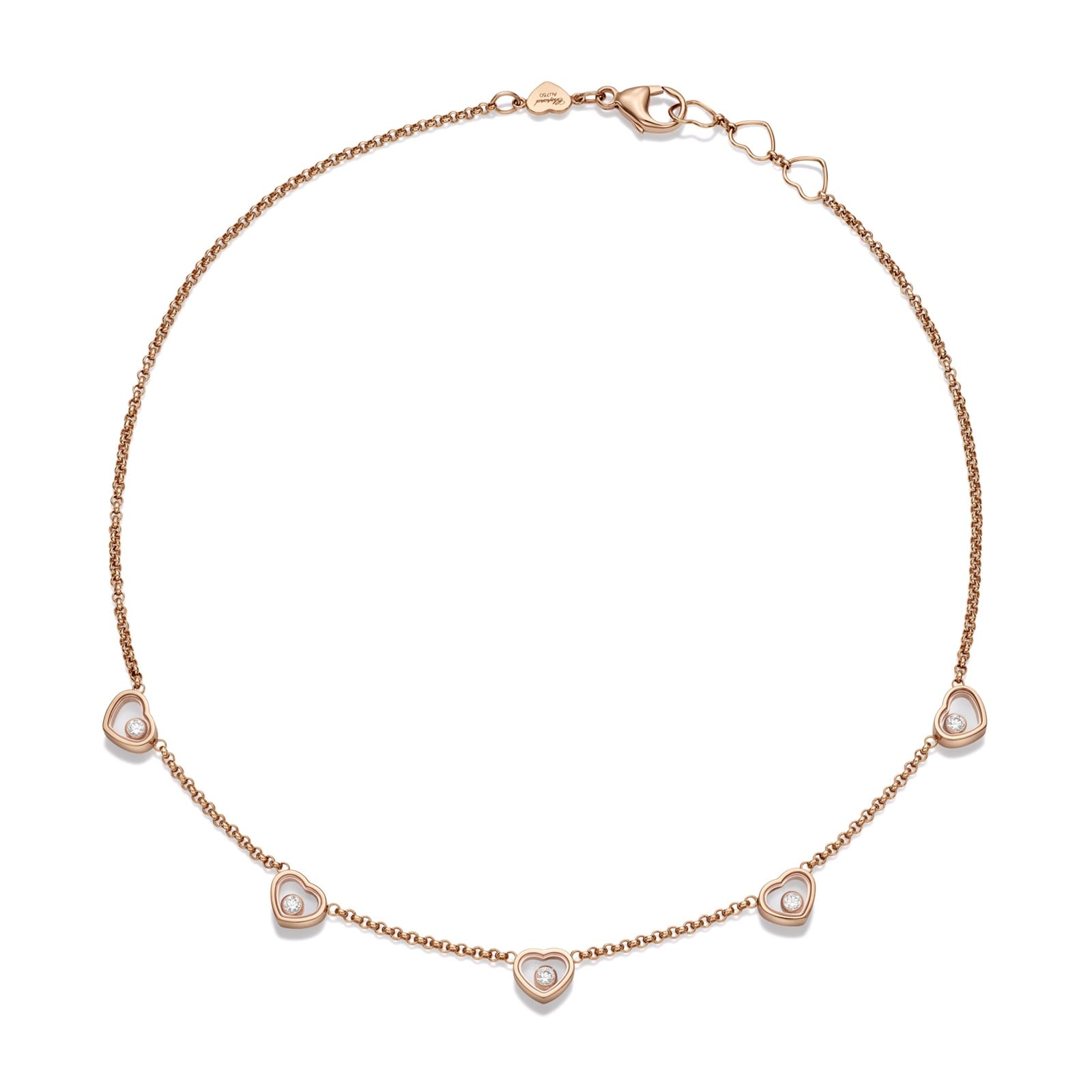 Chopard My Happy Hearts Necklace In Ethical 18ct Rose Gold With Diamonds