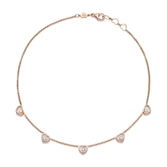 Chopard My Happy Hearts Necklace In Ethical 18ct Rose Gold With Diamonds