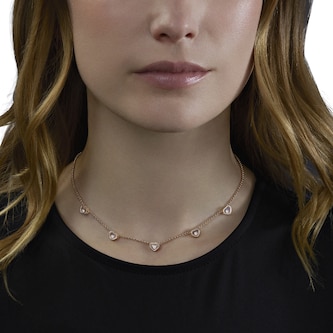 Chopard My Happy Hearts Necklace In Ethical 18ct Rose Gold With Diamonds