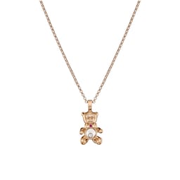 12951182 - Happy Diamond Teddy Bear Pendant In Ethical 18ct Rose Gold With Diamonds and Ruby