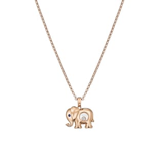 Chopard Happy Diamonds Elephant Pendant In Ethical 18ct Rose Gold With Diamonds and Sapphire