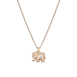 12951183 - Happy Diamonds Elephant Pendant In Ethical 18ct Rose Gold With Diamonds and Sapphire