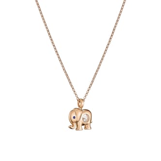 Chopard Happy Diamonds Elephant Pendant In Ethical 18ct Rose Gold With Diamonds and Sapphire Chopard Happy Diamonds Elephant Pendant In Ethical 18ct Rose Gold With Diamonds and Sapphire