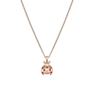 Chopard Happy Diamonds Ladybird Pendant In Ethical 18ct Rose Gold With Diamond and Rubies
