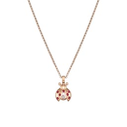 12951184 - Happy Diamonds Ladybird Pendant In Ethical 18ct Rose Gold With Diamond and Rubies