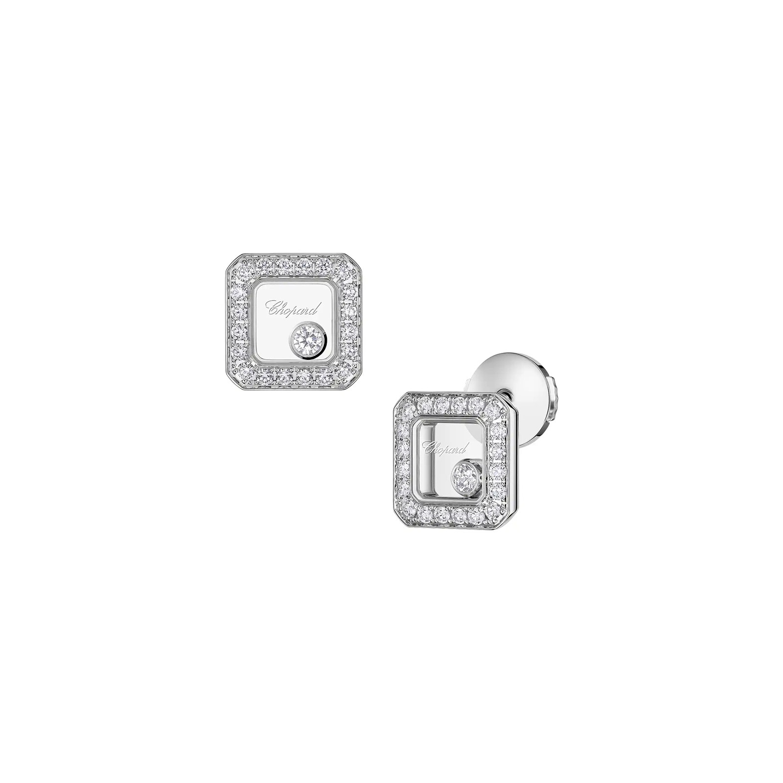 Chopard Happy Diamonds Stud Earrings In Ethical 18ct White Gold With Diamonds Chopard Happy Diamonds Stud Earrings In Ethical 18ct White Gold With Diamonds