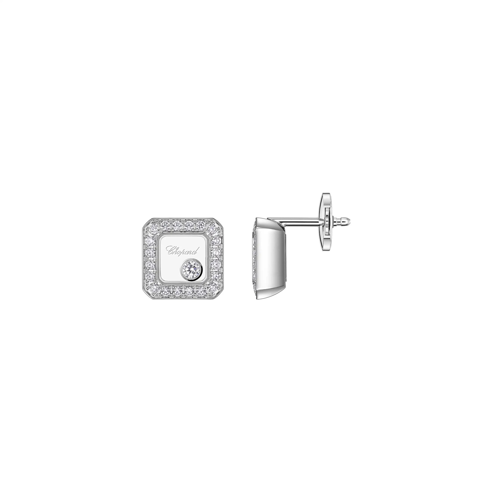 Chopard Happy Diamonds Stud Earrings In Ethical 18ct White Gold With Diamonds