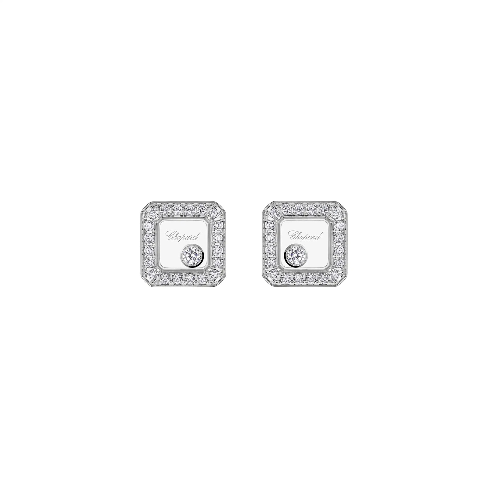 Chopard Happy Diamonds Stud Earrings In Ethical 18ct White Gold With Diamonds Chopard Happy Diamonds Stud Earrings In Ethical 18ct White Gold With Diamonds