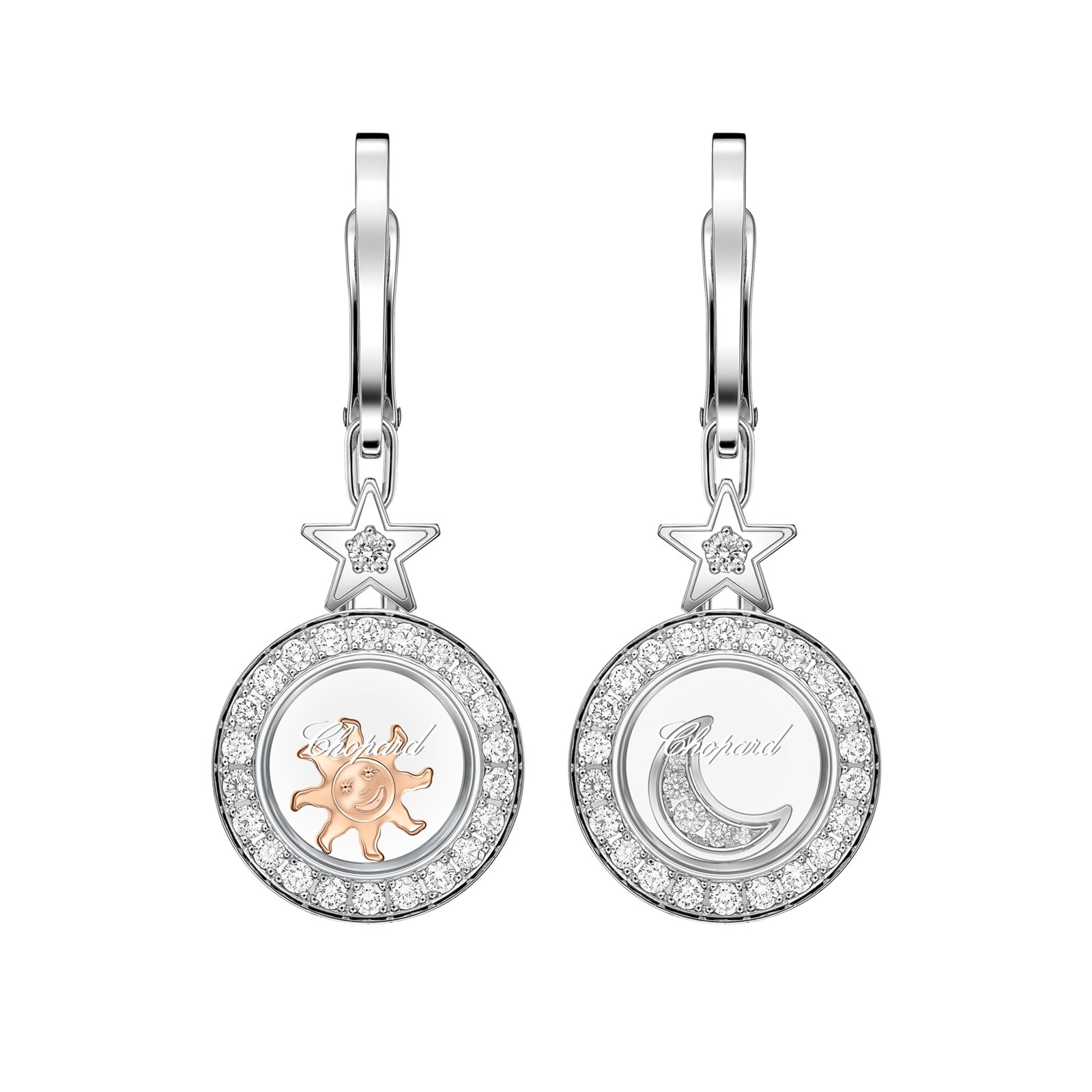Chopard Happy Diamonds Drop Earrings In Ethical 18ct White Gold With Diamonds Chopard Happy Diamonds Drop Earrings In Ethical 18ct White Gold With Diamonds