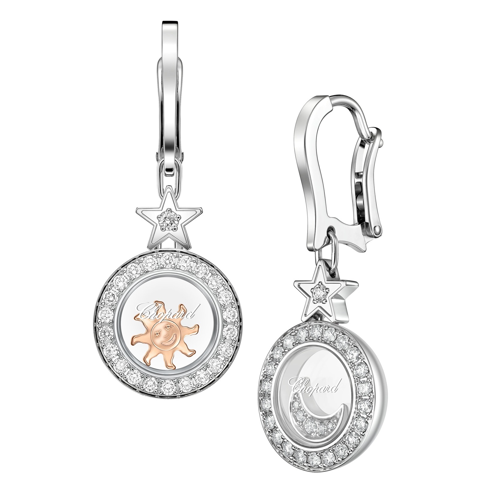 Chopard Happy Diamonds Drop Earrings In Ethical 18ct White Gold With Diamonds Chopard Happy Diamonds Drop Earrings In Ethical 18ct White Gold With Diamonds