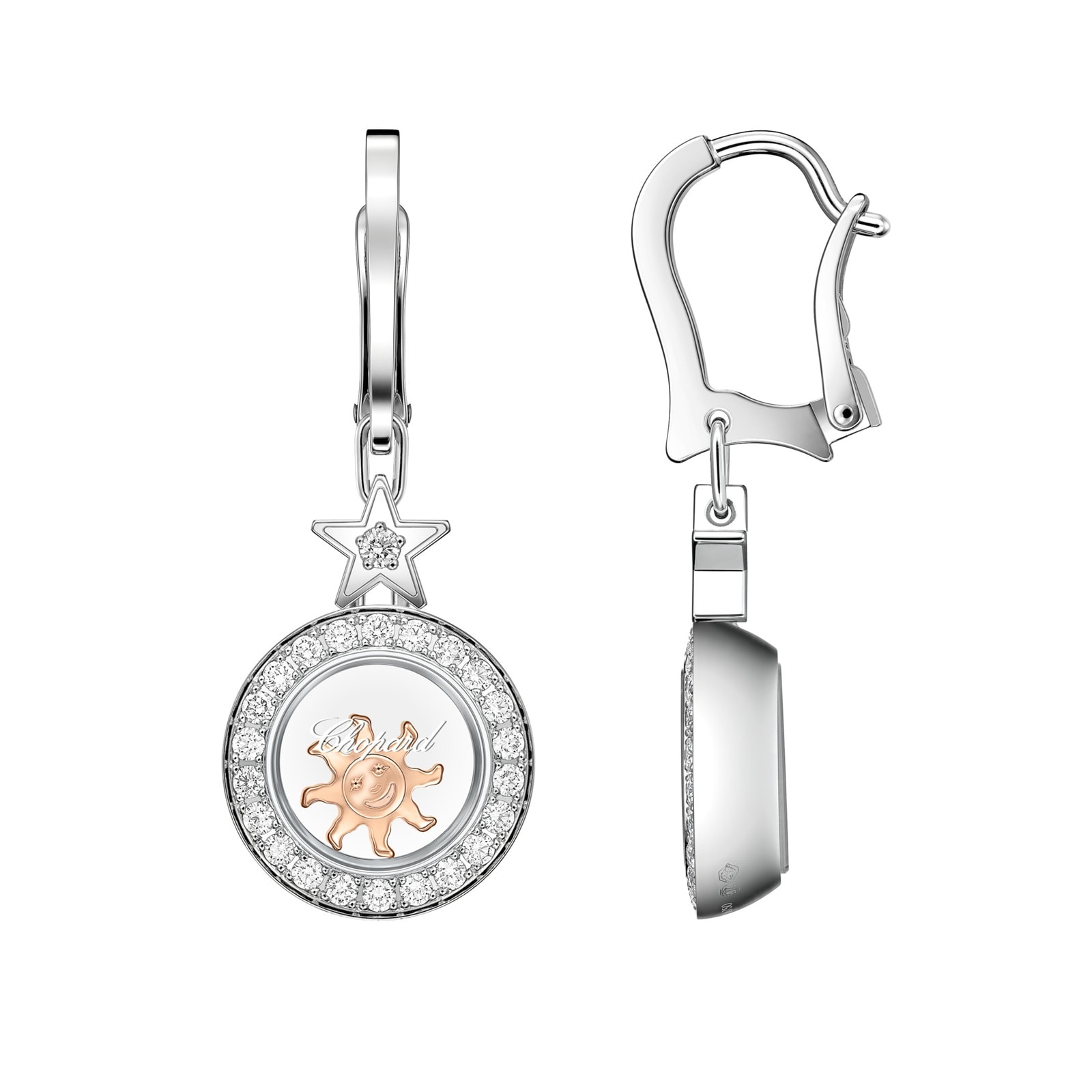 Chopard Happy Diamonds Drop Earrings In Ethical 18ct White Gold With Diamonds Chopard Happy Diamonds Drop Earrings In Ethical 18ct White Gold With Diamonds