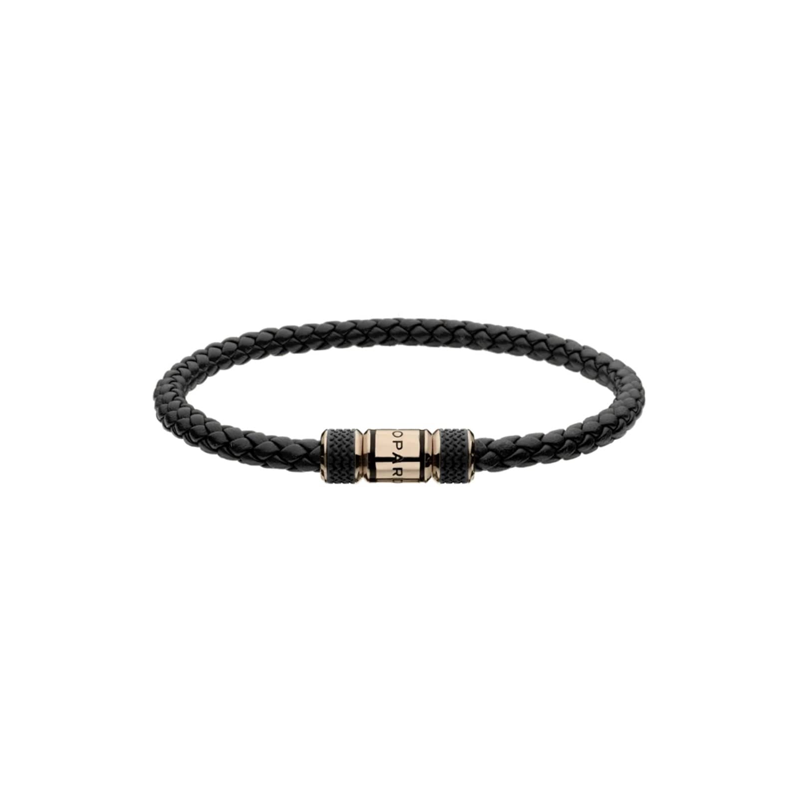 Chopard Classic Racing Bracelet In Black Lambskin And Rose Gold Toned Metal Chopard Classic Racing Bracelet In Black Lambskin And Rose Gold Toned Metal