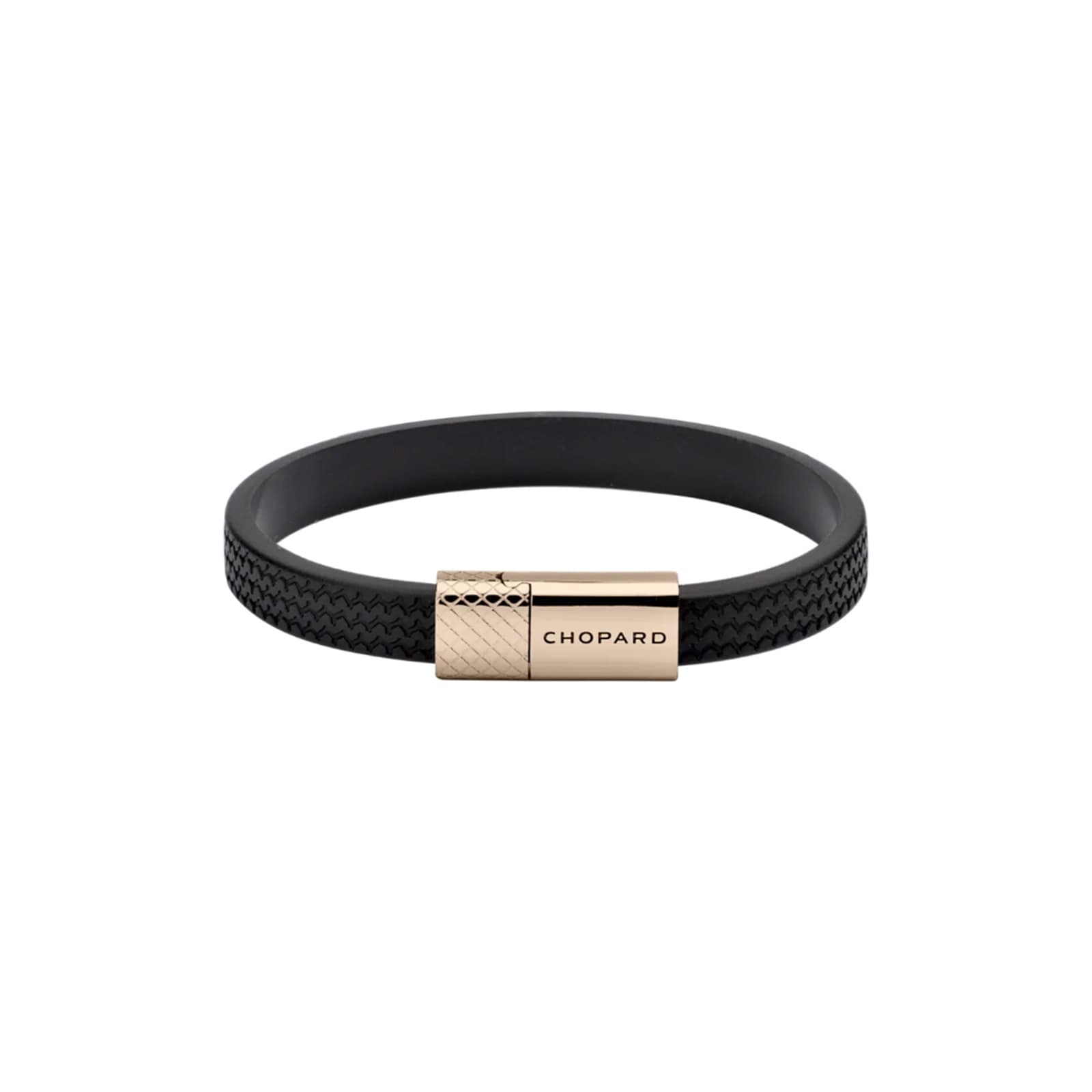 Chopard Classic Racing Bracelet In Black Rubber And Rose Gold Toned Metal Chopard Classic Racing Bracelet In Black Rubber And Rose Gold Toned Metal