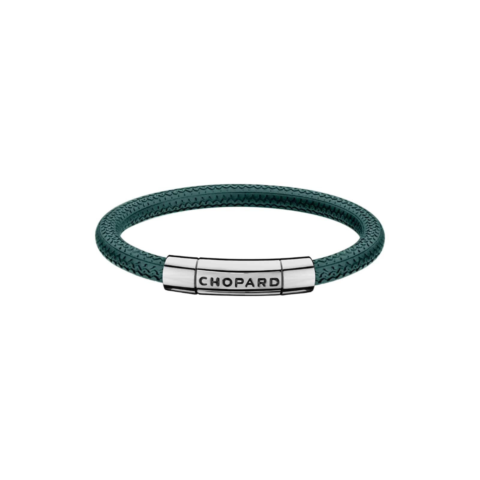Chopard Mille Miglia Bracelet In Green Rubber And Silver Toned Metal Chopard Mille Miglia Bracelet In Green Rubber And Silver Toned Metal