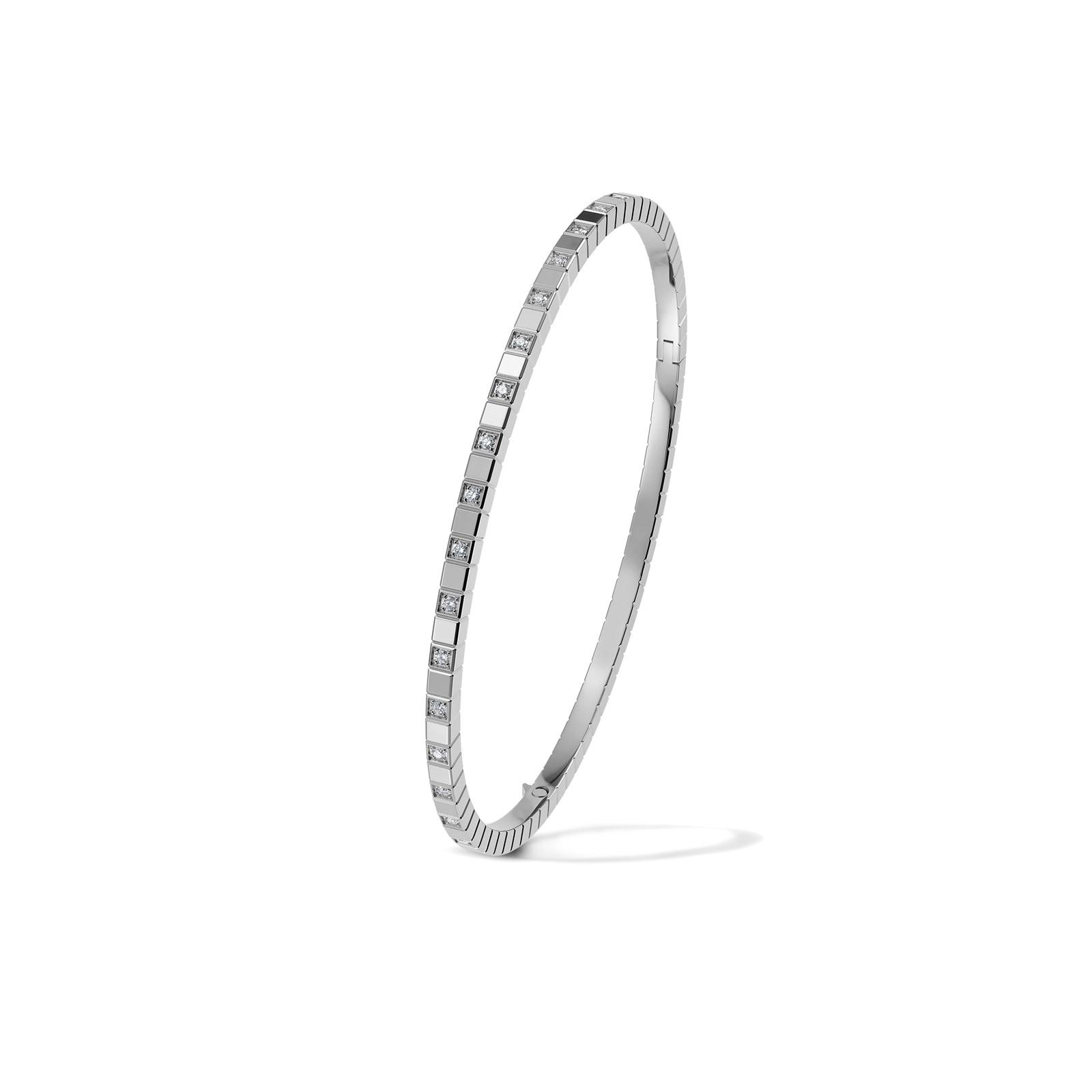 Chopard Ice Cube Bangle In Ethical 18ct White Gold With Half Set Diamonds - Size Medium Chopard Ice Cube Bangle In Ethical 18ct White Gold With Half Set Diamonds - Size Medium