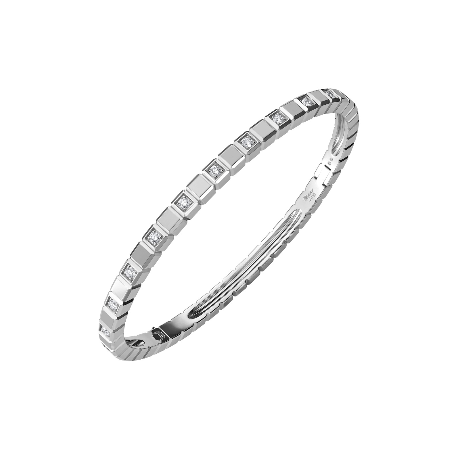 Ice Cube Bangle In Ethical 18ct White Gold With Half-Set Diamonds