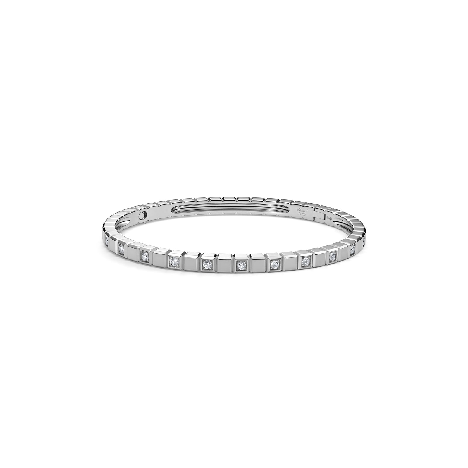 Chopard Ice Cube Bangle In Ethical 18ct White Gold With Half-Set Diamonds - Size Medium Chopard Ice Cube Bangle In Ethical 18ct White Gold With Half-Set Diamonds - Size Medium