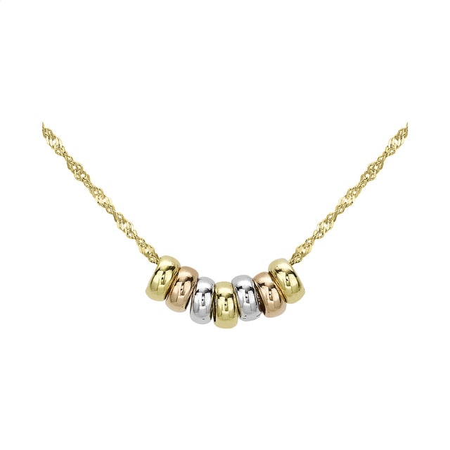 Goldsmiths 9ct Three Colour Gold Mini Lucky Rings Necklace