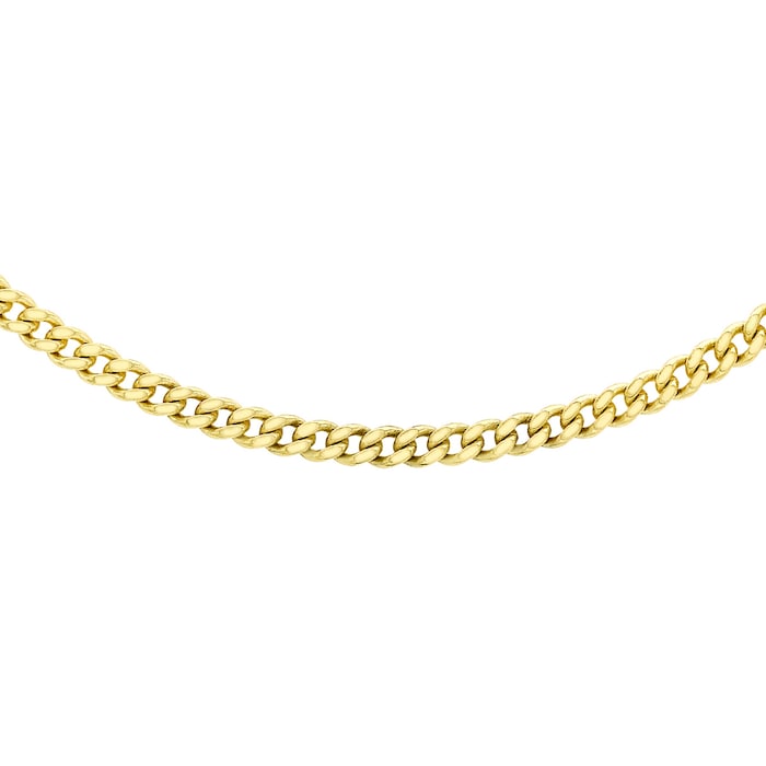 Goldsmiths 9ct Yellow Gold Diamond Cut Adjustable Curb Chain