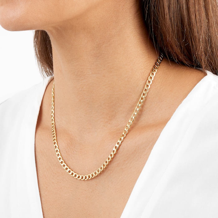 Goldsmiths 18ct Yellow Gold Hollow Curb Chain