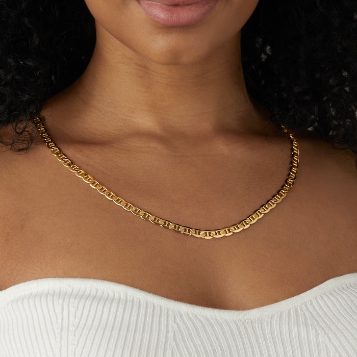Goldsmiths 9ct Yellow Gold Anchor Chain Necklace 20 Inch