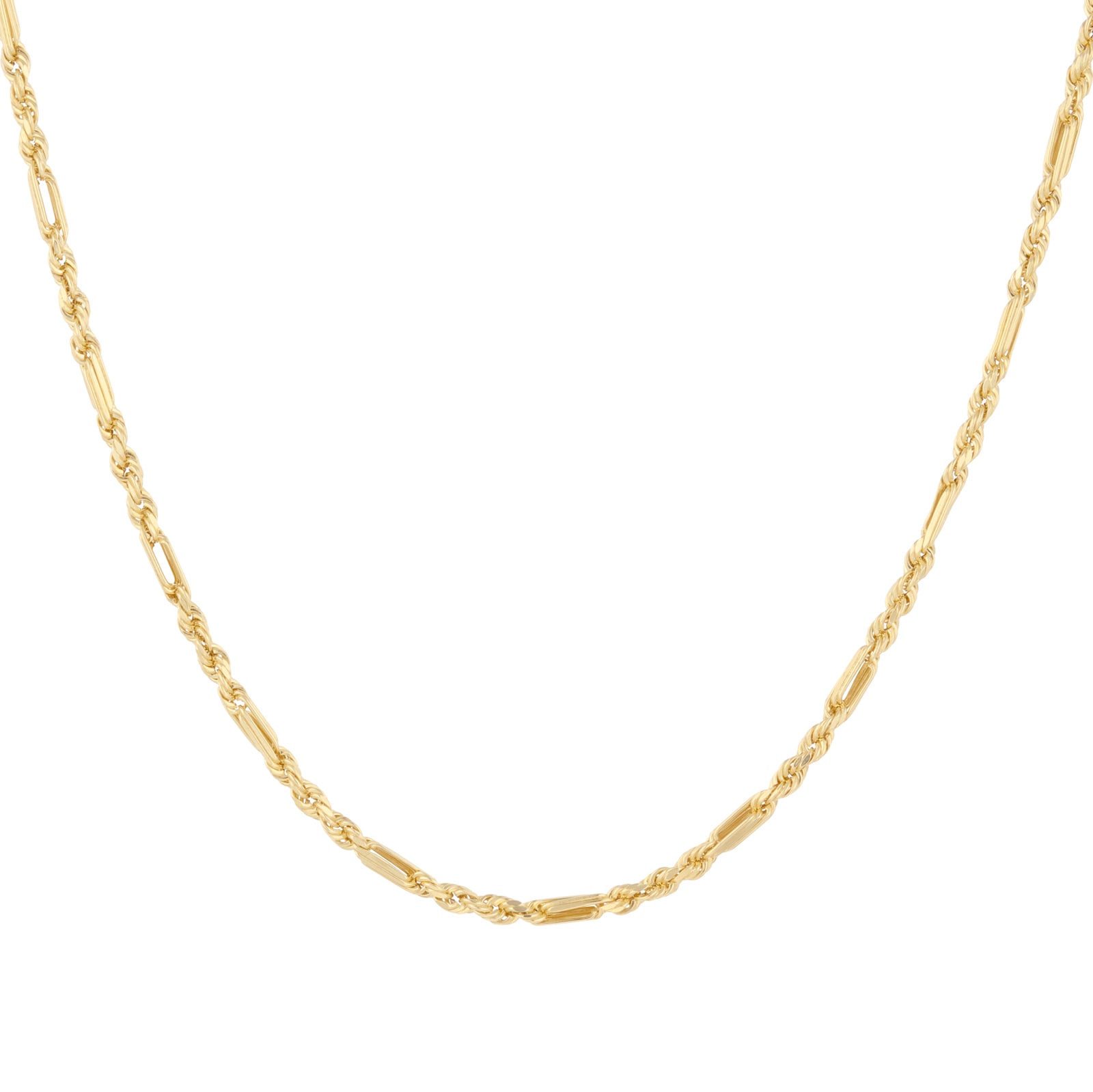 Goldsmiths 9ct Yellow Gold Hollow Diamond Cut Figaro Chain Necklace