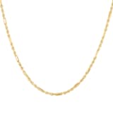Goldsmiths 9ct Yellow Gold Hollow Diamond Cut Figaro Chain Necklace