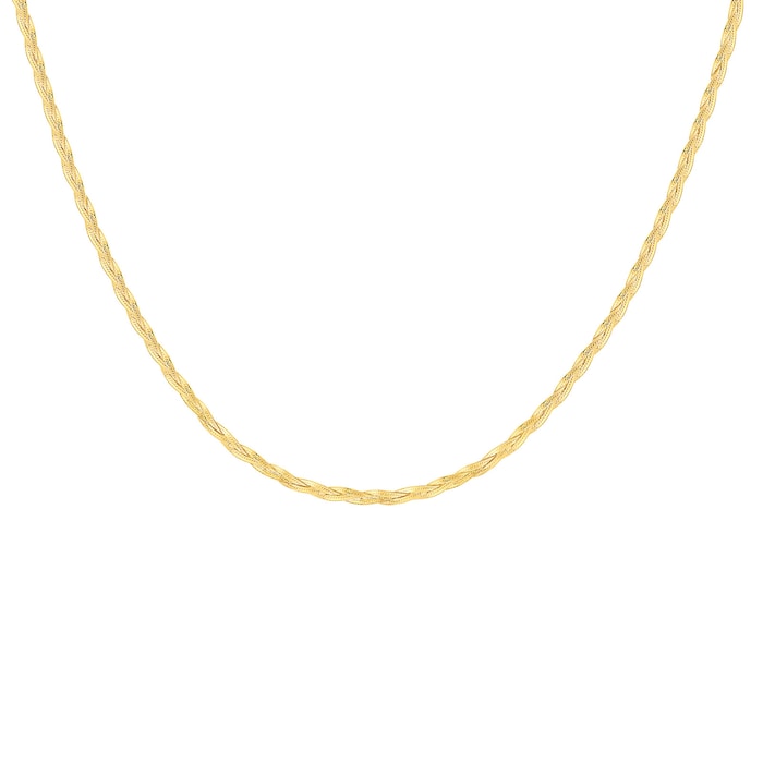 Goldsmiths 9ct Yellow Gold Fine Plait 17 Inch Herringbone Necklace