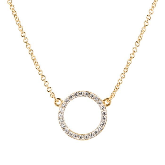 Goldsmiths 9ct Yellow Gold Cubic Zirconia Circle Necklace