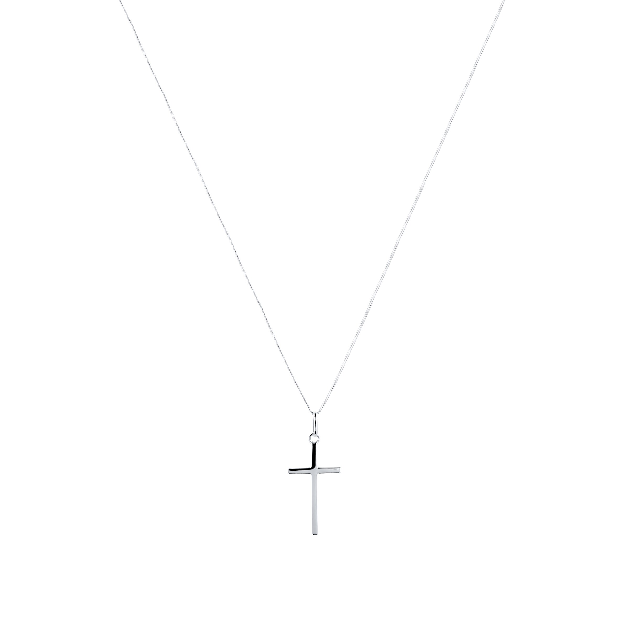 Goldsmiths 9ct White Gold Cross Pendant W10FCGS18CR43 Goldsmiths