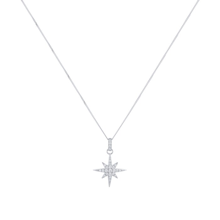 Goldsmiths 9ct White Gold Cubic Zirconia Star Pendant