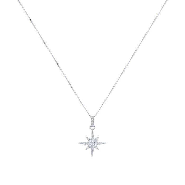 Goldsmiths 9ct White Gold Cubic Zirconia Star Pendant