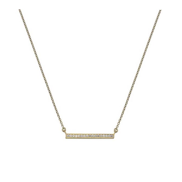 Goldsmiths 9ct Yellow Gold Cubic Zirconia Bar Pendant