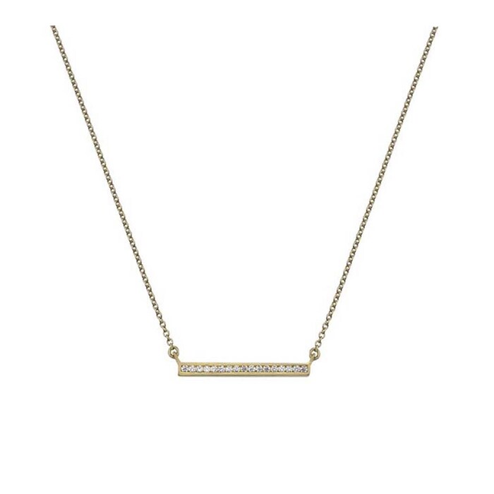 Goldsmiths 9ct Yellow Gold Cubic Zirconia Bar Pendant