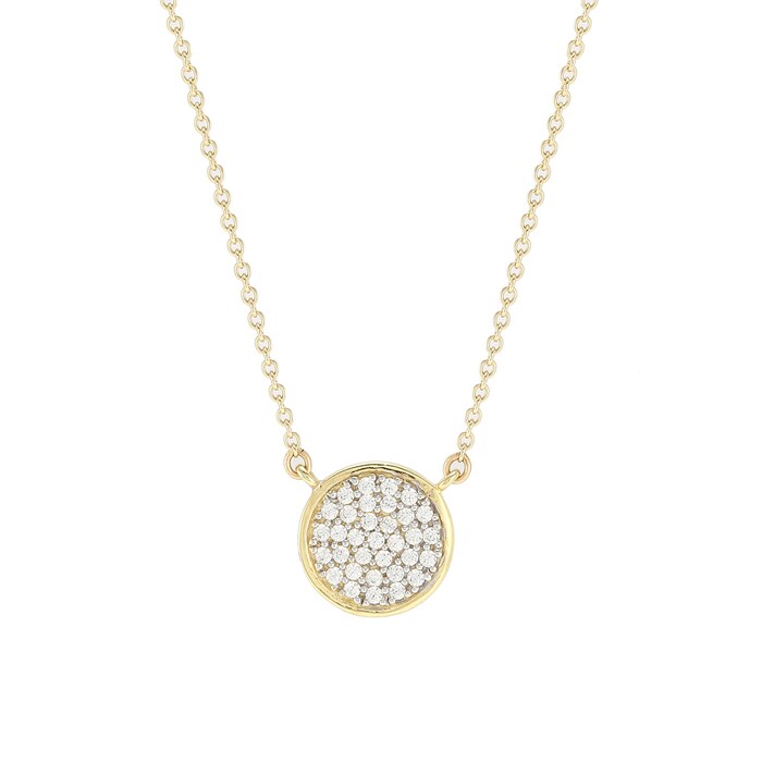 Goldsmiths 9ct Yellow Gold Cubic Zirconia Pave Circle Necklace