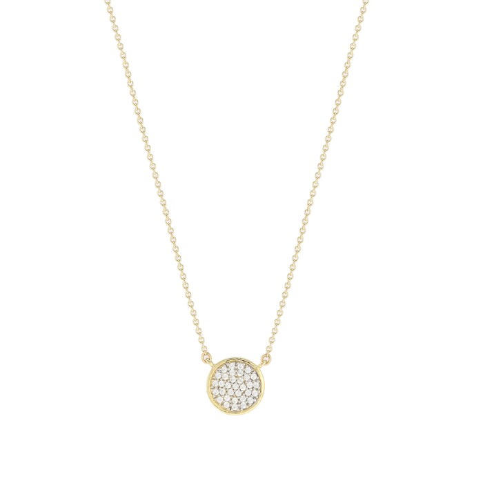 Goldsmiths 9ct Yellow Gold Cubic Zirconia Pave Circle Necklace