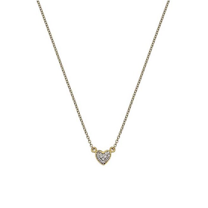 Goldsmiths 9ct Yellow Gold Cubic Zirconia Heart Necklace
