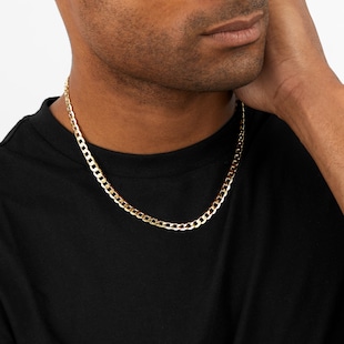 Goldsmiths 9ct Yellow Gold 6 Sided 20 Inch Curb Chain