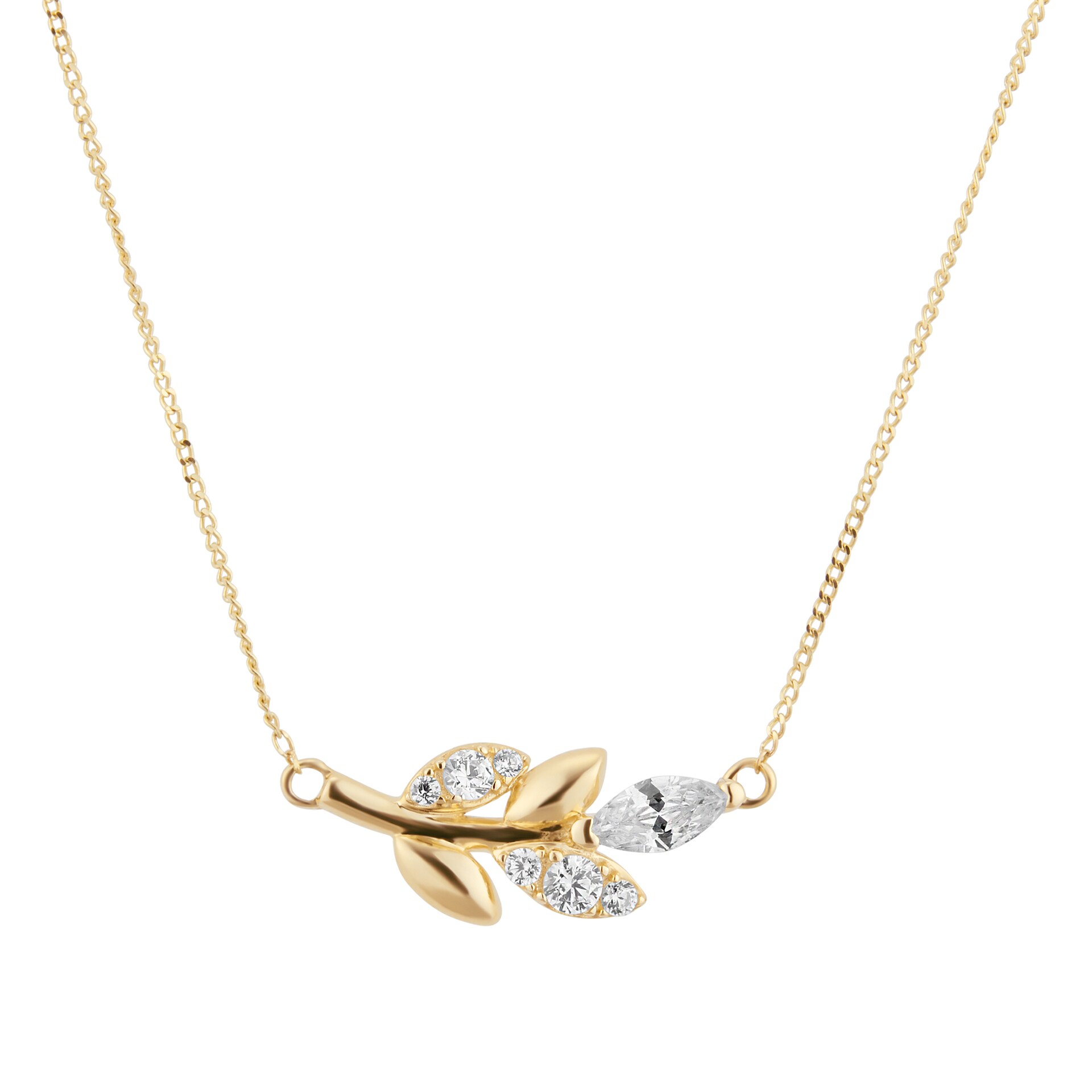 Goldsmiths 9ct Yellow Gold Marquise Cut Cubic Zirconia Necklace