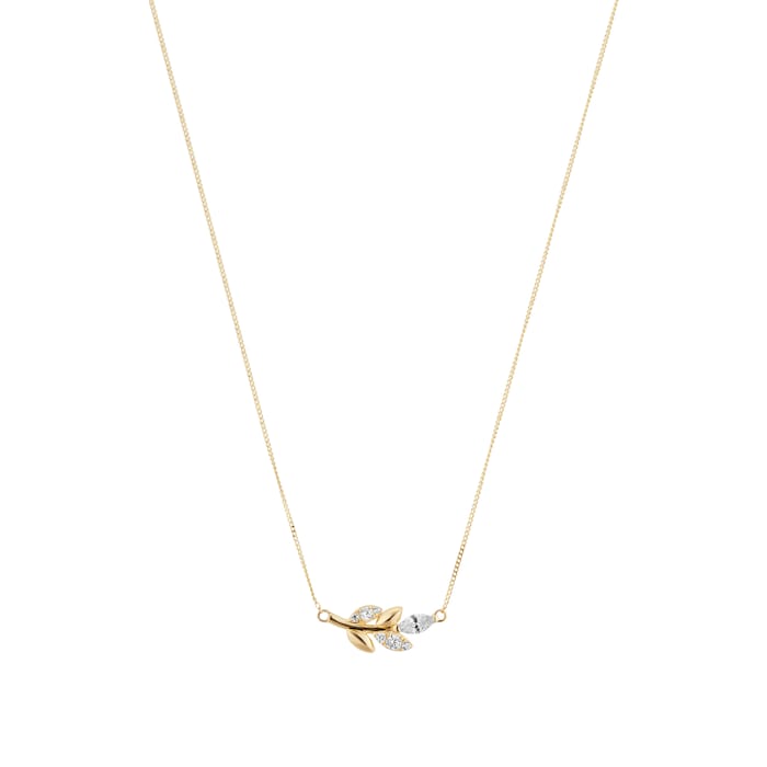 Goldsmiths 9ct Yellow Gold Marquise Cut Cubic Zirconia Necklace