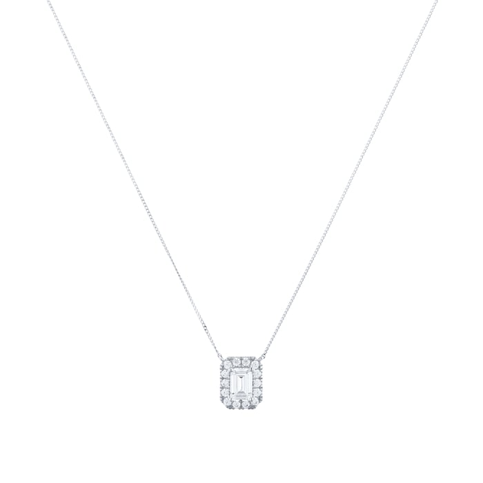 Goldsmiths 9ct White Gold Emerald Cut Cubic Zirconia Pendant