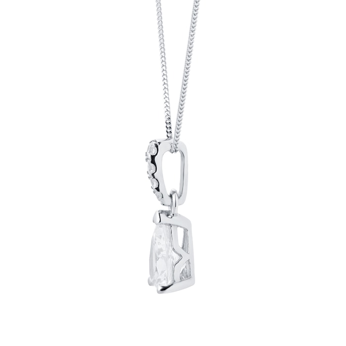 Goldsmiths 9ct White Gold Pear Cut Cubic Zirconia Pendant