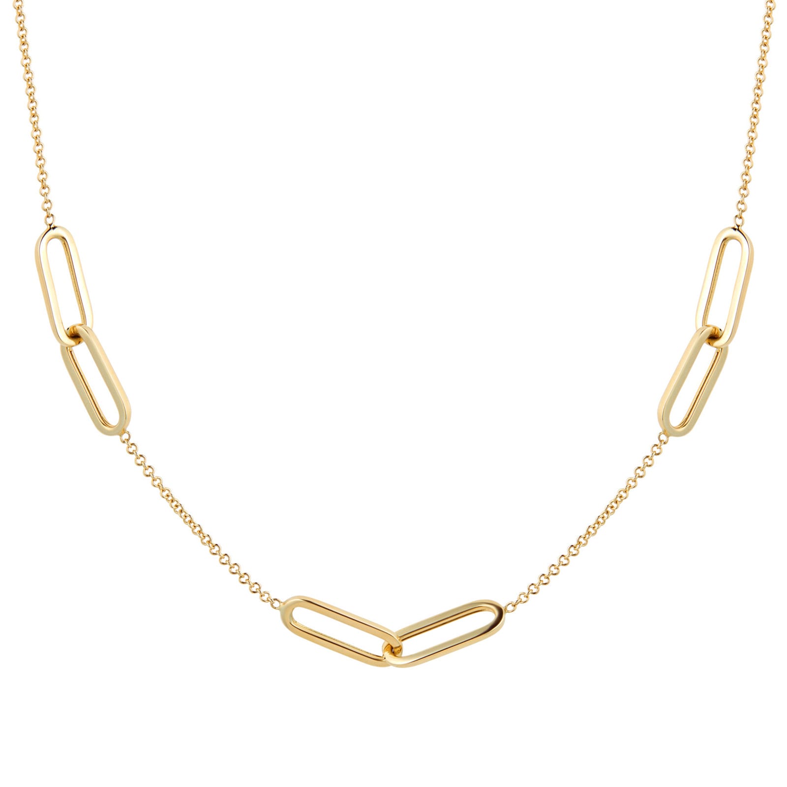 Goldsmiths 9ct Yellow Gold Rectangular Link Station Necklace Goldsmiths 9ct Yellow Gold Rectangular Link Station Necklace