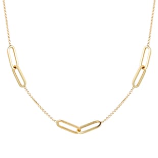 Goldsmiths 9ct Yellow Gold Rectangular Link Station Necklace