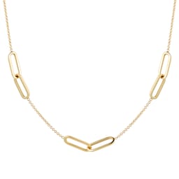 13150343 - 9ct Yellow Gold Rectangular Link Station Necklace